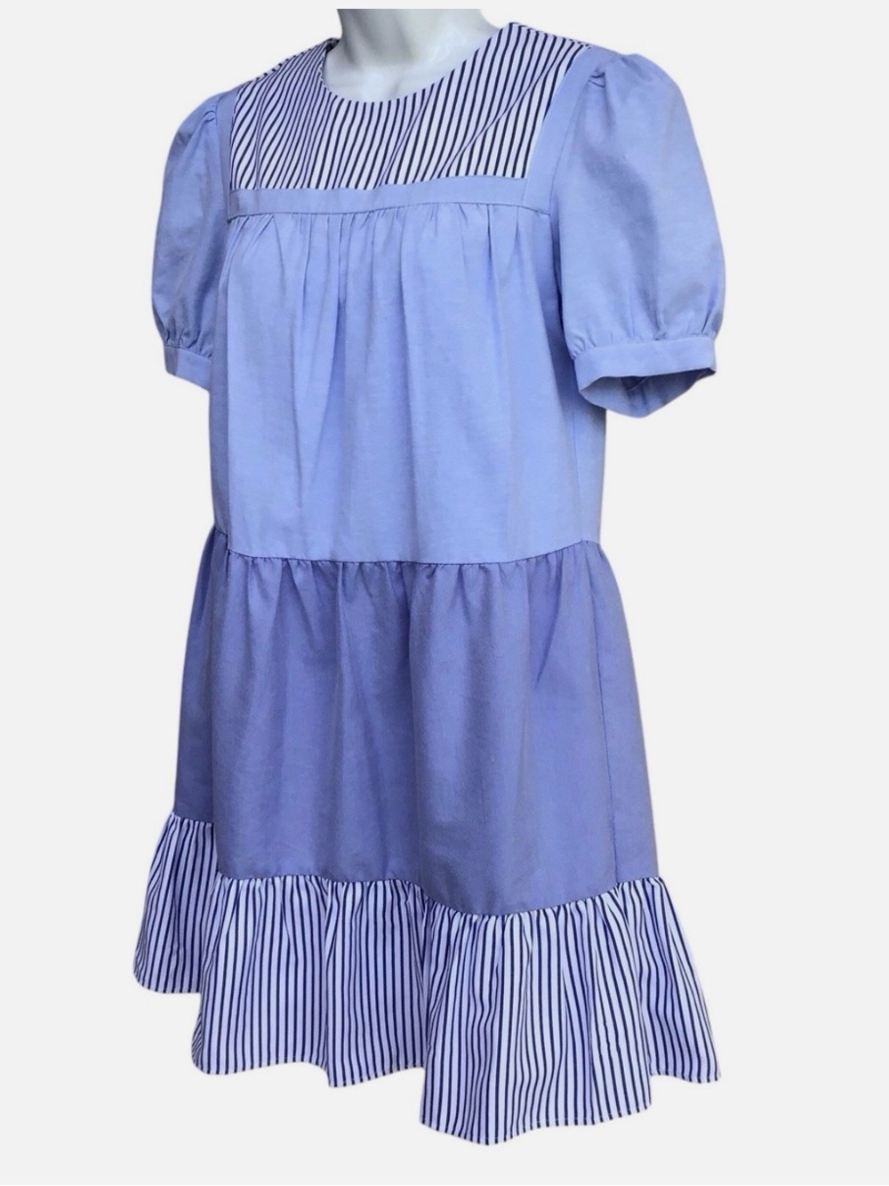 Tuckernuck Pomander Place Blue Striped Quinn mini Dress L - Picture 3 of 8